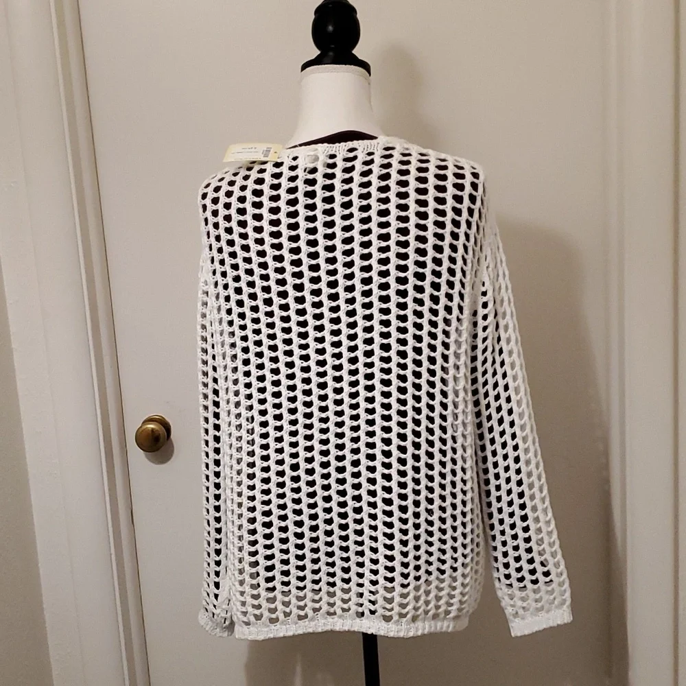 NWT White SZ Small Crocheted Sweater by BiBi - Picture 3 of 9